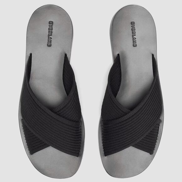 Everlane Day Crossover Sandal Black Knit Slide Size 9.5 Sustainable Flat - Picture 2 of 7